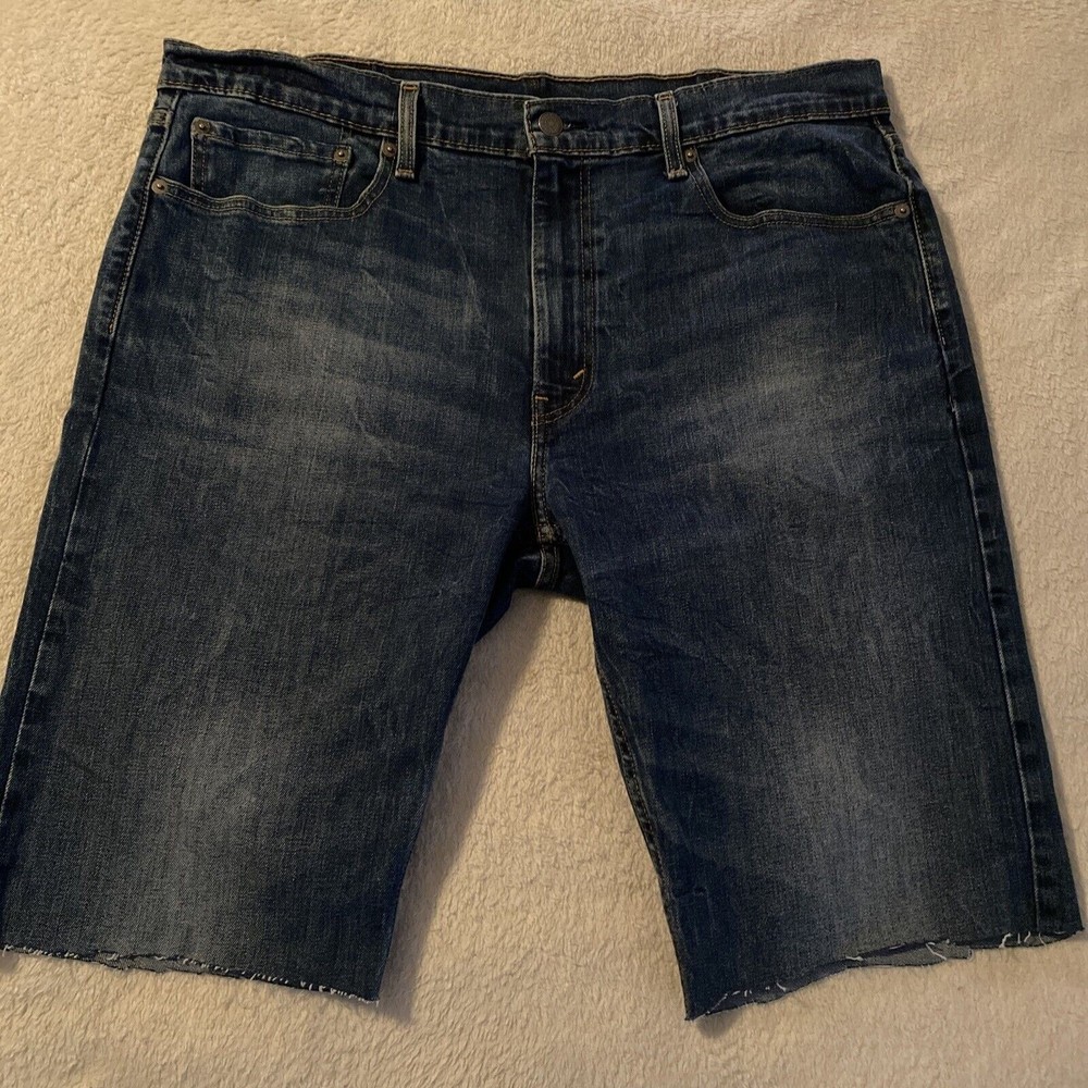 Levi's Strauss 502 Cutoff Jean Shorts Men's Size 38 Blue Jean Medium Wash Faded